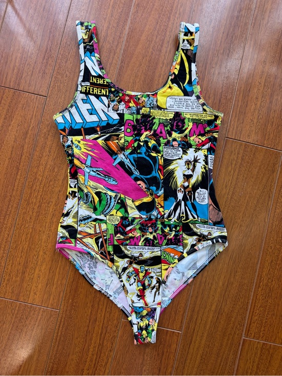 Marvel Tops - Marvel Multicolor Comic Superhero Graphic-Trim bodysuit Size Small